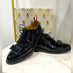 Thom Browne Authentic Bow Tie Black Patent Oxford Tap Shoes
